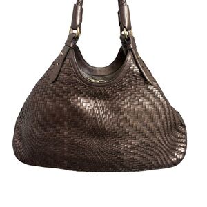 Cole Haan large Genevieve woven leather bag copper